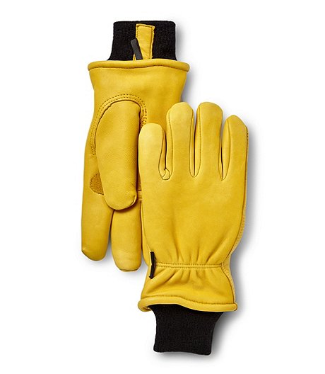 Men's Goatskin Driver Insulated Gloves with Storm Cuffs - Gold