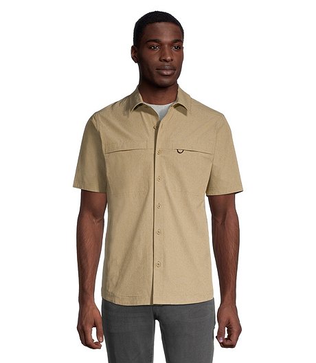 Men's Solid Tick and Mosquito Repellent Short Sleeve Shirt - Tan