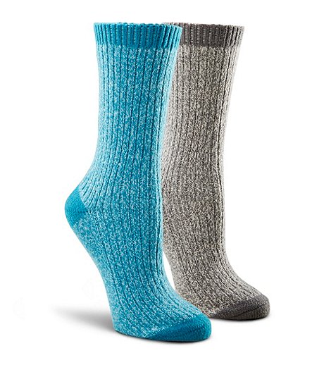 Mi-chaussettes en tricot côtelé ultradouces pour femmes, paquet de 2