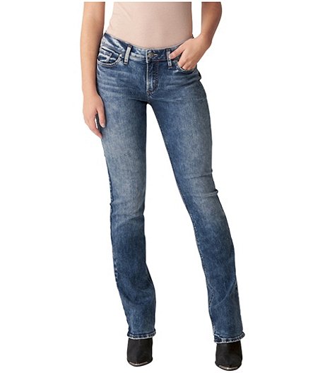 Womens Plus Size Elyse Curvy Mid Rise Slim Fit Bootcut Jean Dark Indigo Wash Silver Jeans Co 20W X 35L
