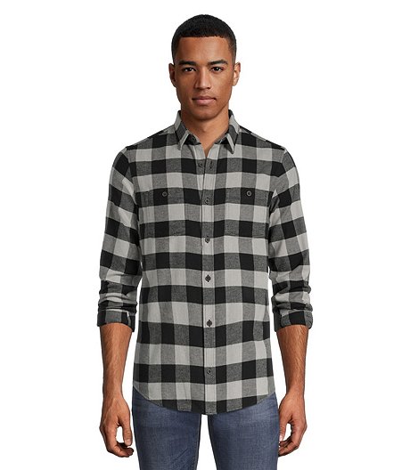 Men's Basic Stretch Cotton Flannel Long Sleeve Modern Fit Shirt