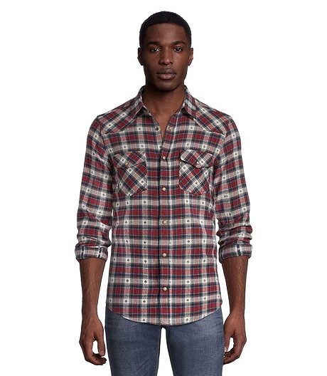 Men's Western Stretch Flannel Long Sleeve Modern Fit Shirt