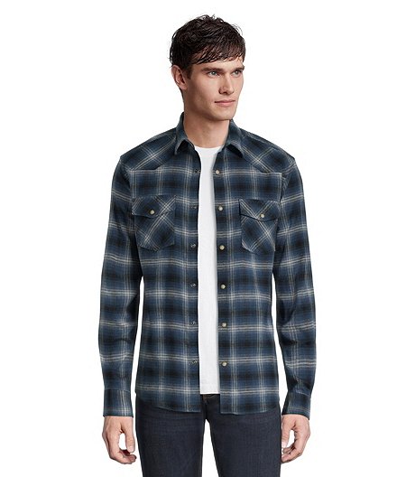 Men's Western Stretch Flannel Long Sleeve Classic Fit Shirt