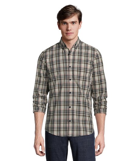 Men's Long Sleeve Modern Fit Plaid Core Shirt 