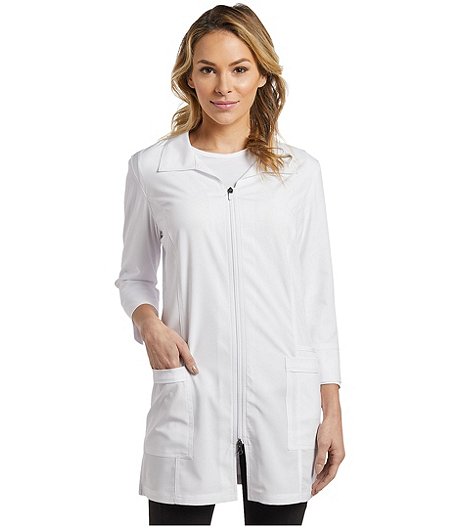 Women's Fit Zip Front Lab Coat - White