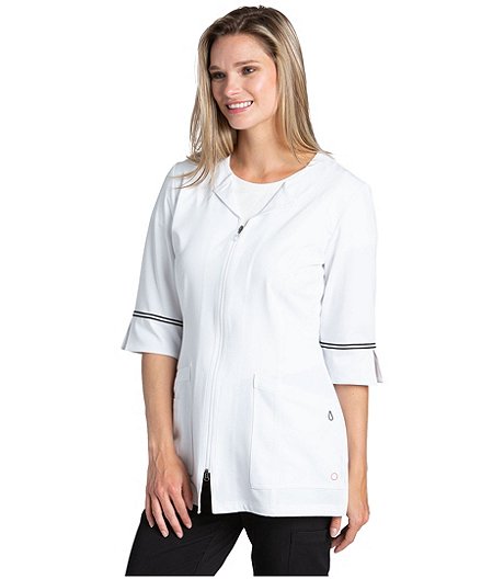 Women's Marvella Zip Up Lab Coat - White