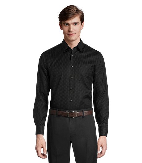 Men's Hidden Button Down Collar Never Iron Classic Fit Long Sleeve Dress Shirt