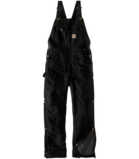 Men's Loose Fit Firm Cotton Duck Insulated Bib Overalls - Black