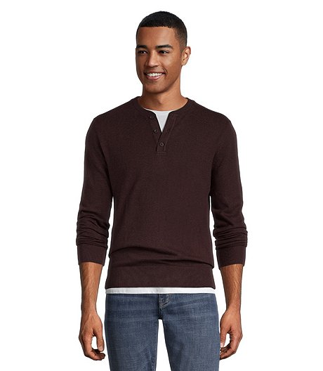Men's Soft Cotton Henley Long Sleeve Sweater