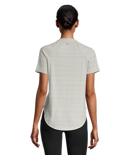 Women's Copper Yarn Semi-Fitted Crewneck T Shirt with Curved Hem