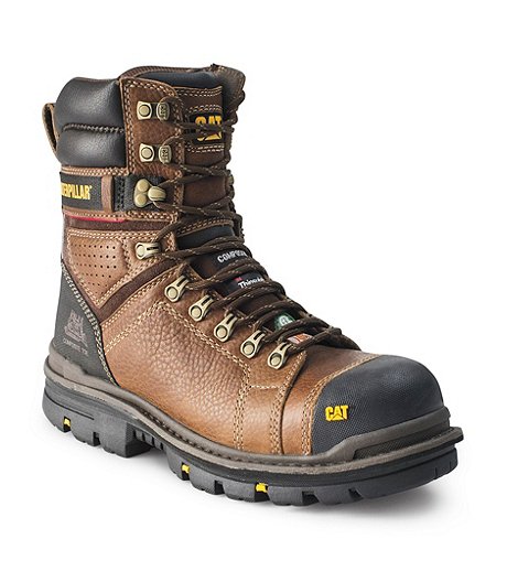 Men's 8 Inch Hauler Composite Toe Composite Plate Waterproof Work Boots - Brown
