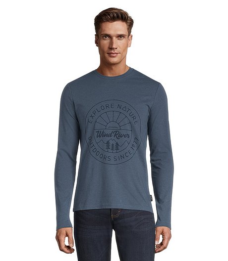 Men's Explore Graphic Crewneck Long Sleeve Modern Fit T Shirt