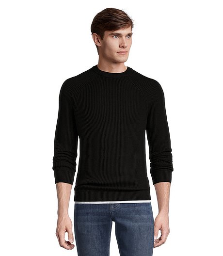 Men's Rib Knit Raglan Sleeve Crewneck Sweater