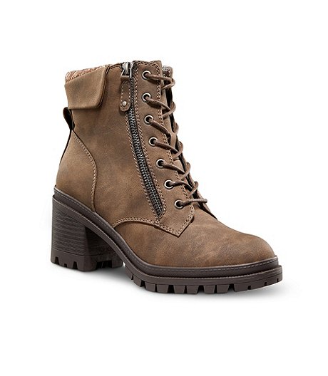 Women's Sky Heeled Combat Boots - Taupe