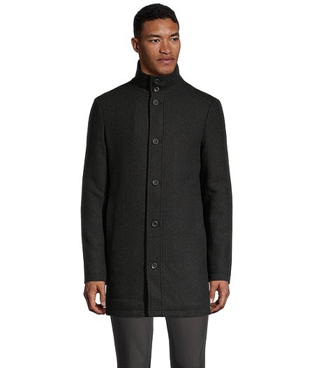 Men's Wool Blend Button Front Winter Coat