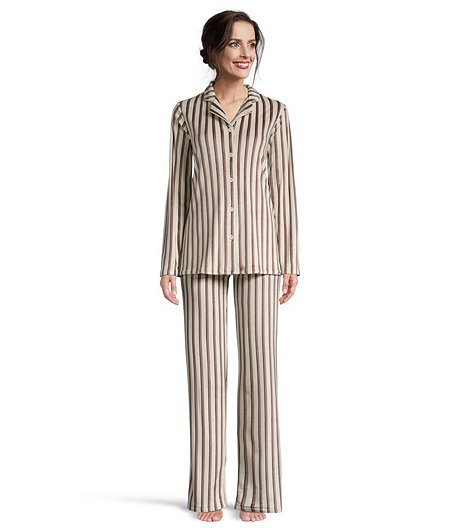 Ensemble de pyjama 2 pièces brossé avec haut à manches longues et pantalon pour femmes