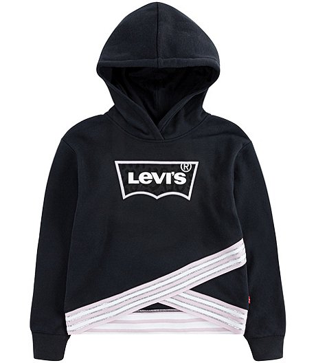 Girls' 7-16 Years Long Sleeve Cross Over Graphic Hoodie Sweatshirt 