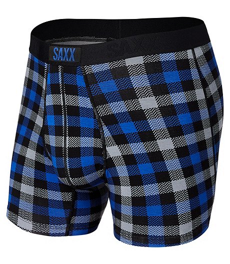 Men's Vibe Slim Fit Boxer Brief Underwear - Blue Flannel Check | Mark's