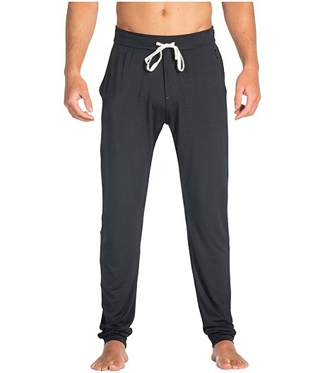 Men's Snooze Stretch Waist with Draw String Odor Resistant Moisture Wicking Jogger Lounge Pants - Black
