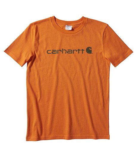 Boy's 7-16 Years Knit Crewneck Logo T Shirt - Orange