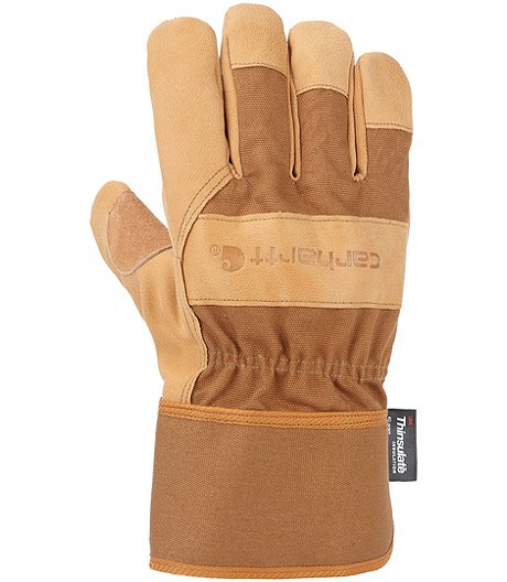 Men's Duck and Synthetic Leather Combo Winter Work Gloves - Carhartt Brown