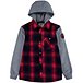 Boys' 4-7 Years Plaid Hooded Shirt Jacket with Chest Pocket