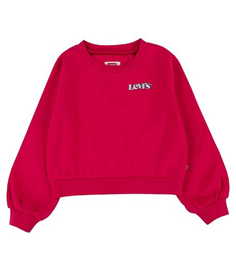 Girls' 7-16 Years HR Benchwarmer Crew Neck Long Sleeve Stretch Fleece Sweatshirt - Red