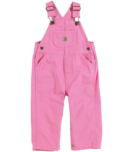 Baby Girls' 0-24 Months Loose Fit Canvas Bib Overall - Rose Pink