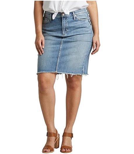 Women's Frisco Super High Rise Vintage Fit Pencil Jean Skirt Plus Size - Indigo - ONLINE ONLY