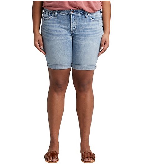 Women's Suki Mid Rise Curvy Fit Bermuda Jean Shorts Plus Size - Indigo - ONLINE ONLY