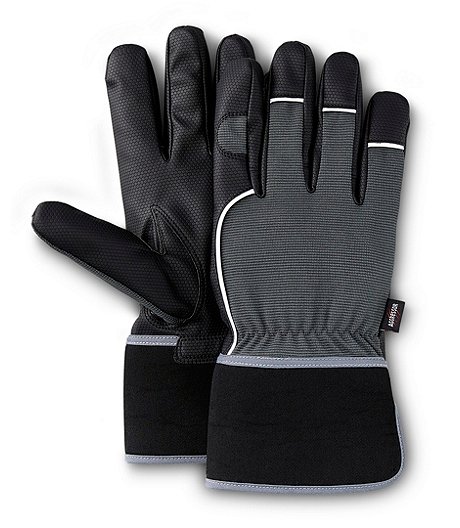 Men's Synthetic Leather Insulated Gloves - Charcoal 