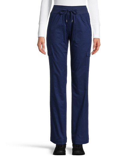 Pantalon d'uniforme médical cargo à taille confortable extensible pour femmes, bleu marine
