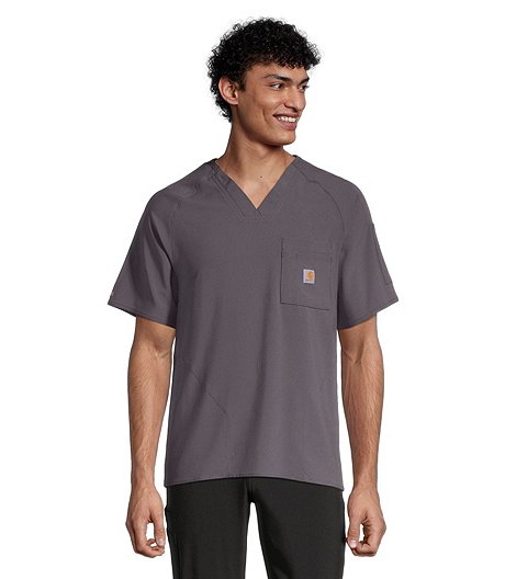 Men's Force Stretch Micro Ripstop V-Neck Scrub Top - Pewter