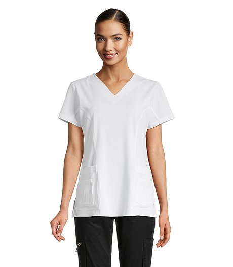 Women's V-Neck Scrub Top with Front Pockets