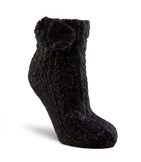 Women's Chunky Knit Faux Fur Lounge Socks