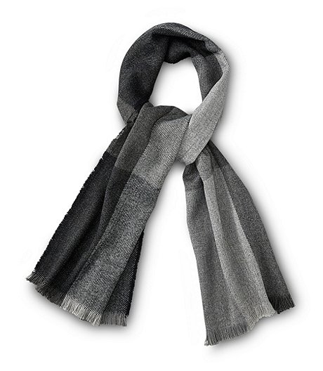 Men's Acrylic Plaid Woven Scarf with Fringe