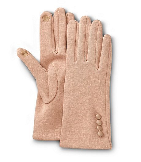 Women's Russian Velvet Touch Screen Compatible Gloves with Buttons