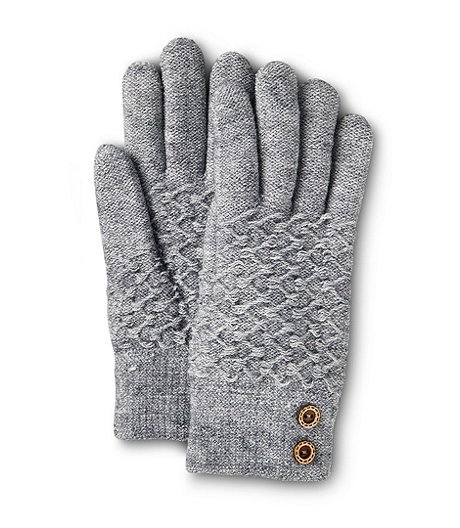 Women's Knit Button Lined Gloves 