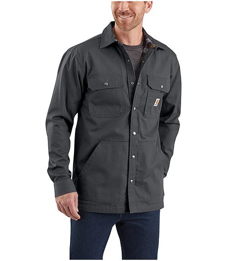 Men's Ripstop Flannel-Lined Snap Front Shirt Jacket - Shadow - Online Only