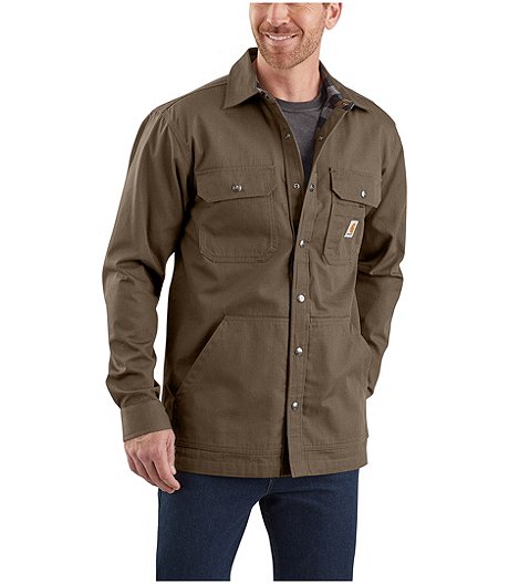 Men's Ripstop Flannel-Lined Snap Front Shirt Jacket - Canyon Brown - Online Only