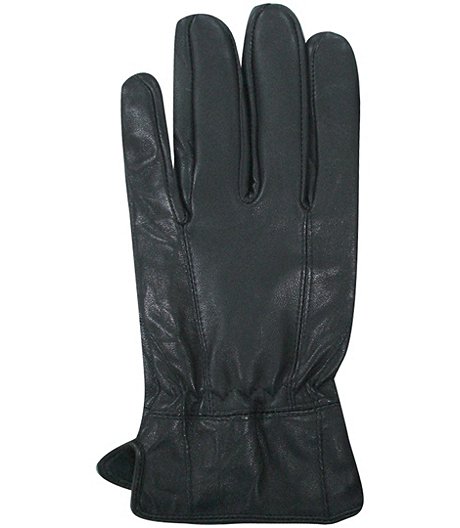 Men's Touch Screen Compatible Winter Leather Gloves - Black