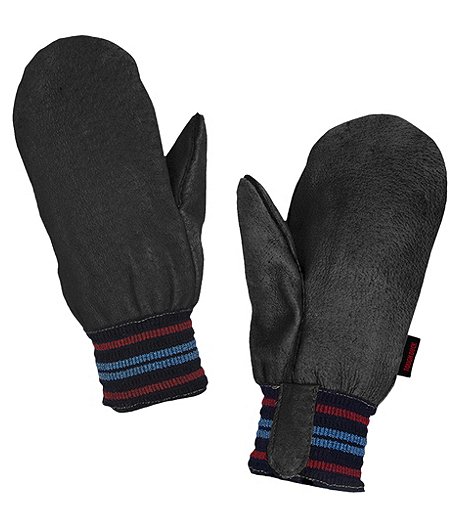 Men's Winter Leather Pile Lined Mittens