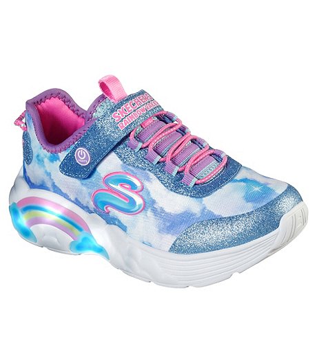 Girls' Preschool Rainbow Racer Lighted Gore and Strap Shoes - Blue