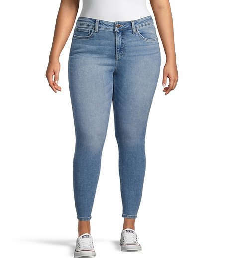 Women's Curvy Mid Rise Skinny Ankle Jeans - Medium Indigo