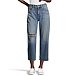Women's Relaxed Fit High Rise Straight Cropped Jeans - Medium Indigo