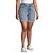Women's Curvy Mid Rise Cuffed Jean Shorts - Medium Indigo