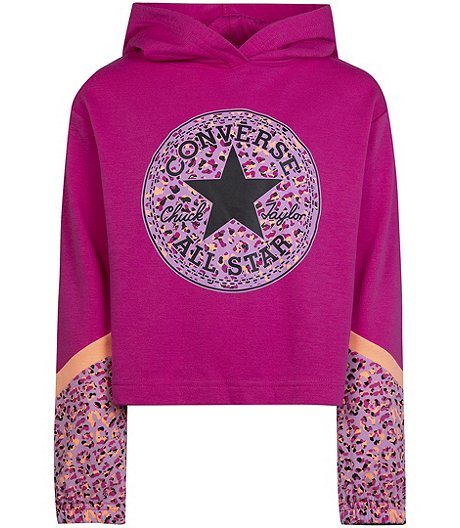 Girls' 7-16 Years Colour Block Printed Hoodie Sweatshirt
