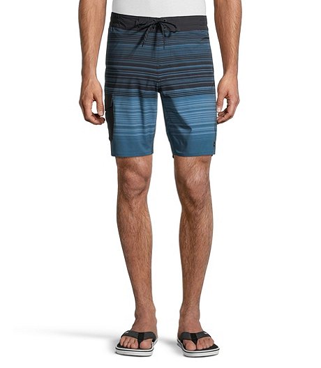 Men's Striped E-Board Mid Rise Quick Dry Board Shorts