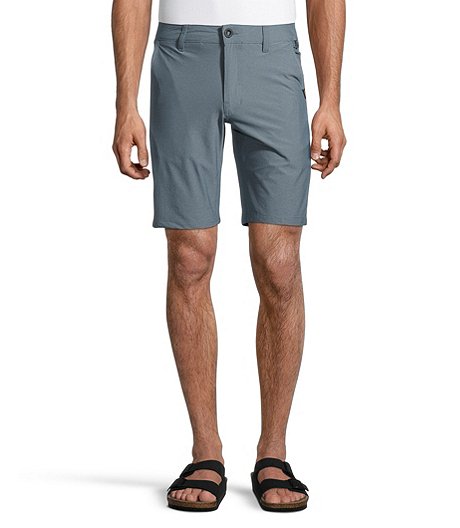 Mens Textured Mid Rise Quick Dry Hybrid Shorts