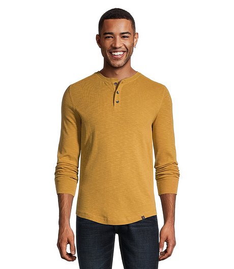 Men's Modern Fit Long Sleeve Slub Henley Shirt